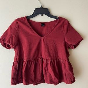 Red cropped V-Neck shirt SHEIN in XS